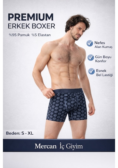 Mercan Yıldız Desenli Rahat Boxer - Yıldızlar Gibi Parla Bej