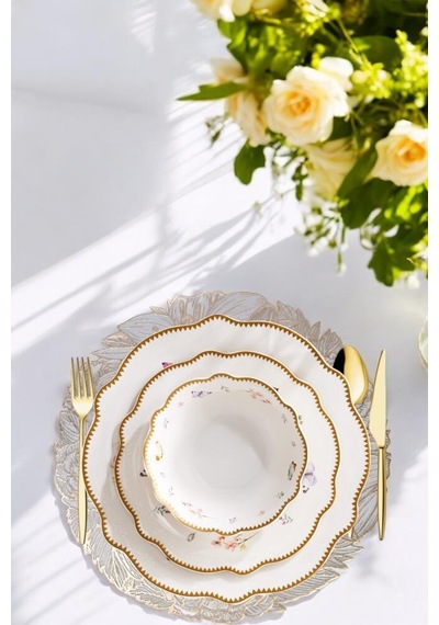 Digithome Acar 6 Lı Amerikan Servisi Supla Yuvarlak Gold 38 Cm Acr-283 C320.033 Sarı