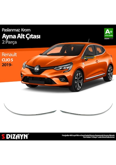 S-Dizayn Renault Clio 5 Krom Ayna Alt Çıtası 2 Prç. 2019 Ve Üzeri