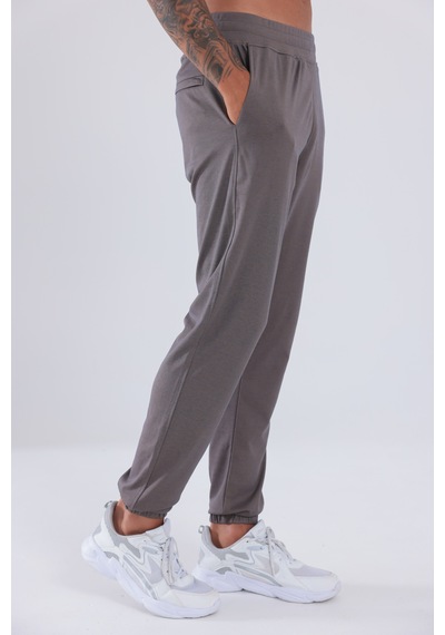 Rowinger Premium Merserize Kumaş Logolu Lastikli Paça Jogger Erkek Eşofman Altı Brown