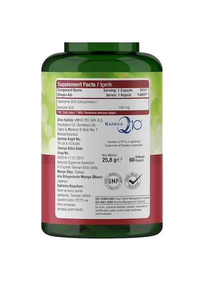 Natures Supreme Coenzyme Q10 100 Mg 60 Kapsül Aromasiz