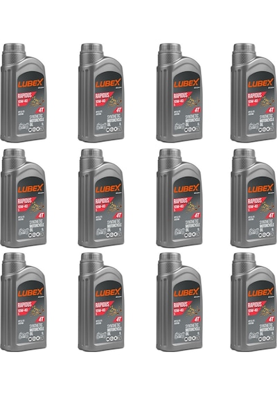 Lubex Rapidus S 10W-40 1 L 4 Zamanlı Motosiklet Yağı (12 Adet)
