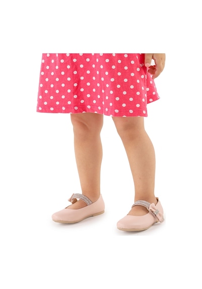 Kiko Kids Cırtlı Kız Çocuk Taşlı Babet Ayakkabı 252 Cilt Pudra 001