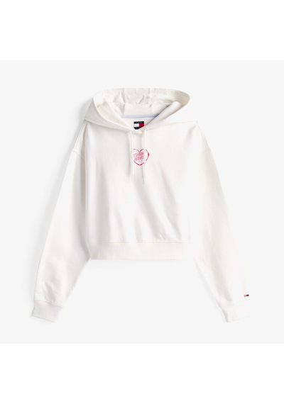 Tommy Hilfiger Tommy Jeans Crop Heart Slim Kadın Beyaz Sweatshirt Dw0dw21408 BEYAZ