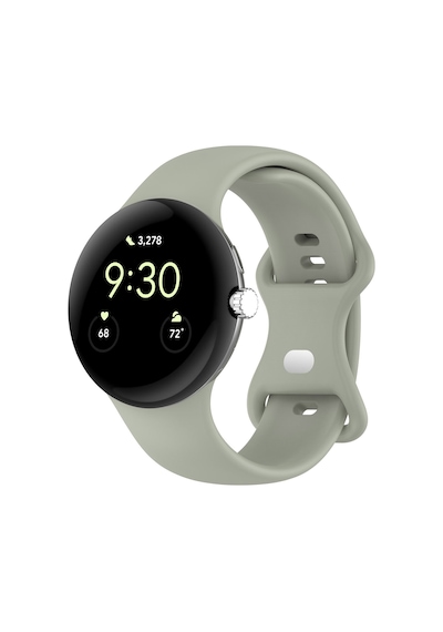 Caseonn Google Pixel Watch 4 45mm Kordon Esnek Spor Silikon Kayış Açık Haki