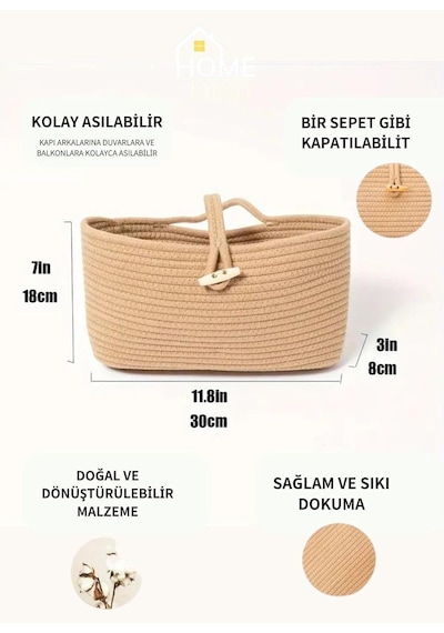 Home Turko Klasik Jüt Asma Depolama Sepeti, Oturma Odası/mutfak/banyo Düzenleyici Atıştırmalıklar, Oyuncaklar. Be