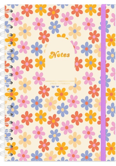 Keskin Color Limited Edition Spiralli Defter Çiçekler Mor 19x25