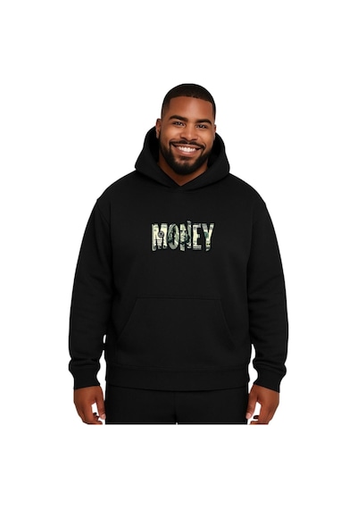 Benroma Money Baskılı Büyük Beden Unisex Sweatshırt Siyah