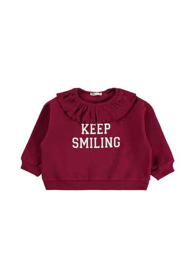 Civil Girls Kaşkorse Yakalı 2-5 Yaş Sweatshirt - Bordo