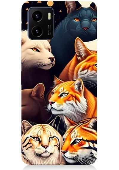 Vivo Y15s Uyumlu Renki Kedi Türleri Desenli Silikon Kılıf