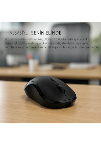 Iwm-289t Kablosuz Optik Mouse Sessiz Tuş 1200 Dpı Rubber Yüzey Type-c Şarj 40 Saat Kullanım Iwm-289t