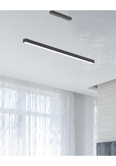 Lineer 120cm Siyah Kasa, Beyaz Işık Modern Sarkıt Led Avize Siyah