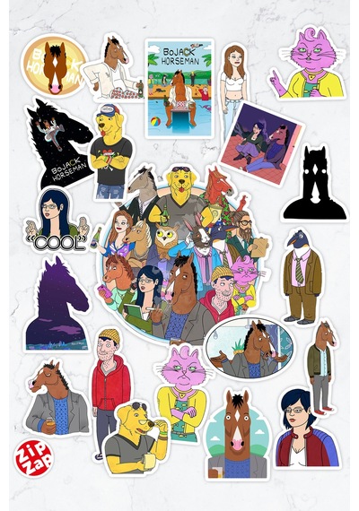 Bojack Horseman Çizgi Dizi Telefon Laptop Bullet Journal Yapışkanlı Folyo Sticker Paketi 21 Adet Çok Renkli