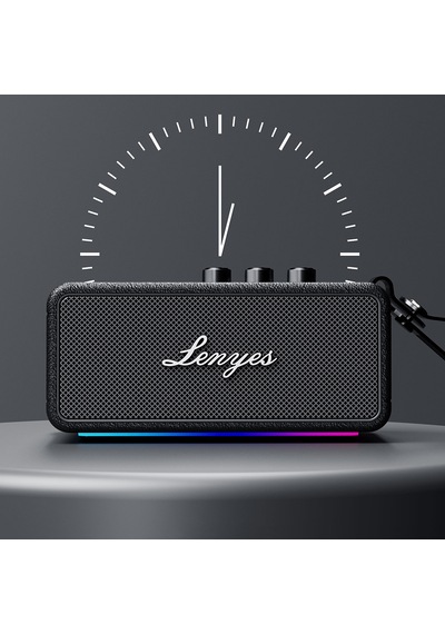 Lenyes S876 Supreme Serisi Rgb Işıklı Taşınabilir Su Geçirmez Tws Bluetooth Hoparlör V5.3 45w Siyah