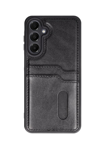 Samsung Galaxy S24 Fe Uyumlu Kılıf Sara Kartvizitli Deri Kılıf - Siyah