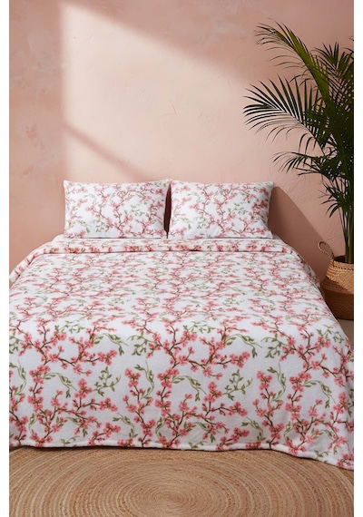 Sakura Çift Kişilik Peluş Battaniye Pembe