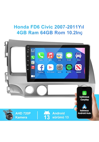 Honda Fd6 Civic 2007-2011yıl 4gb Ram 64gb Rom Carplay Android Mul