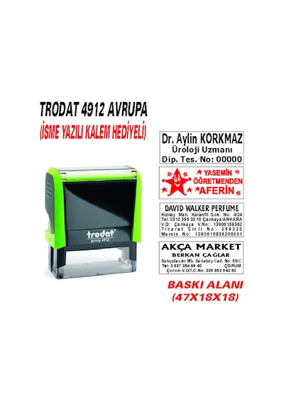 Trodat 4912 Firma - Ofis - Şirket - Doktor - Avukat Kaşesi Kırmızı N11.2977