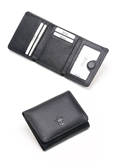 Ancora Leather Hakiki Deri Gizli Mıknatıslı Ünisex Cüzdan-46200 Siyah