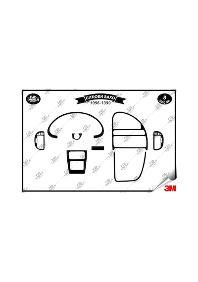 Citroen Saxo 1996-1999 Torpido Konsol Trim Göğüs Maun Kaplama Set 8 Parça Siyah