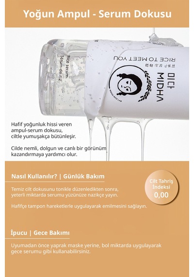 Midha %73 Pirinç Özü İçeren Sıkılaştırıcı ve Aydınlatıcı Serum 50 ML