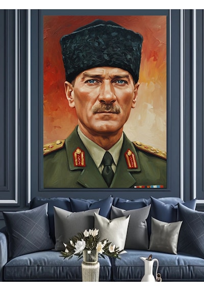 Mustafa Kemal Atatürk Portre Dekoratif Kanvas - Mdf Ahşap Tablo