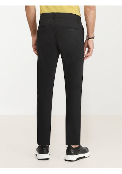 Siyah Düz Dokuma Slim Fit Casual Pamuk Karışımlı Pantolon Siyah