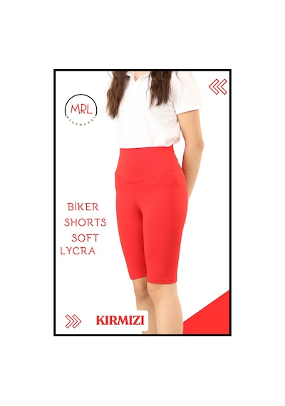Kırmızı Biker Şort Yüksek Bel İç Göstermez Esnek Yumuşak Likralı Soft Tbiker Basics Kırmızı