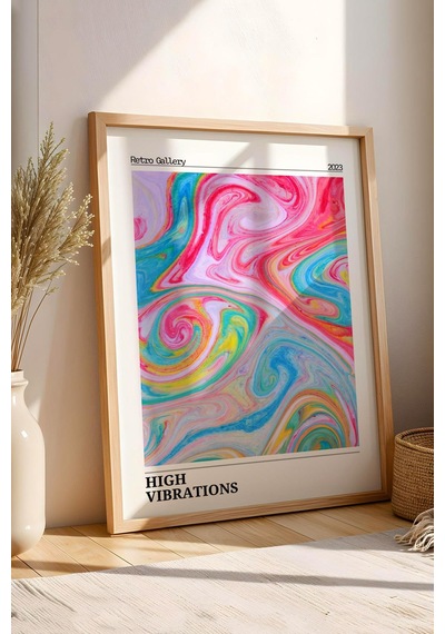 High Vibration Çerçeveli Tablo Aura Enerji Renkleri Retro Gallery