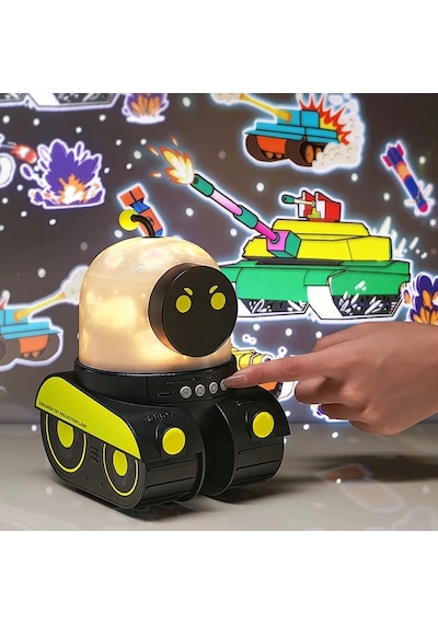 Çocuklar İçin Eğitici Eğlenceli Robot Figür Projektör Gece Lambası Uyku Arkadaşı Diğer