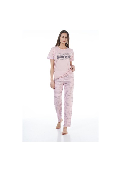 Estiva 22120 Kadın Yazı Desenli Kısa Kollu Viskon Pijama Takımı 001