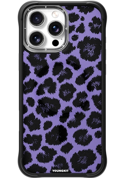 Apple Uyumlu iPhone 15 Pro Max Kılıf M safe Şarj Özellikli Youngkit Leopard Serisi Kapak Mor
