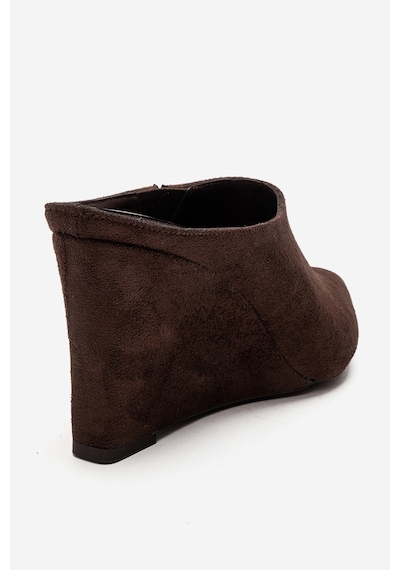 Luvishoes Senso Kahverengi Süet Sivri Burunlu Kadın Dolgu Topuklu Terlik Kahverengi
