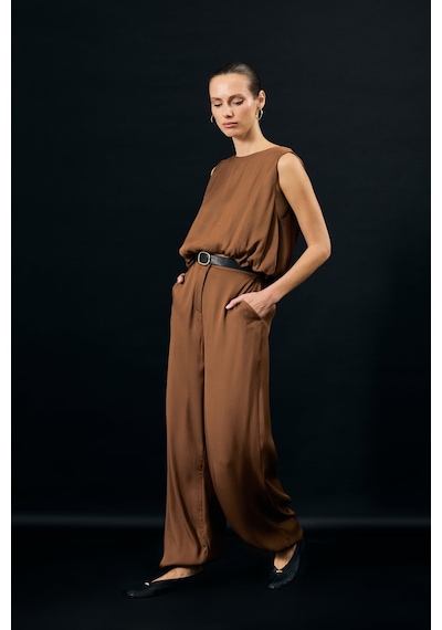 Sateen Colin Pantolon - Kahve-137340