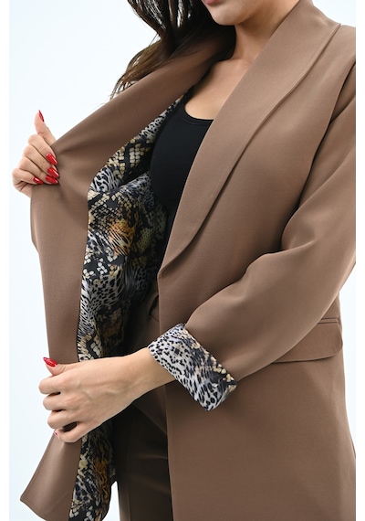 Kadın Leopar Astar Detaylı Ceket Takım 0115-25 001