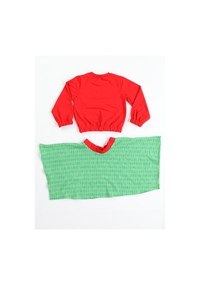 Casabony Snow Cute Kız Çocuk Etek + Sweatshirt Takım-kırmızı Kırmızı