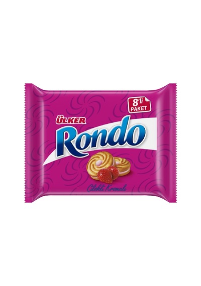 Ülker Rondo Bisküvi 8x61g Çilek Kremalı Çıtır Atıştırmalık 6'li Avantaj Paketi - 6 Adet Tarı