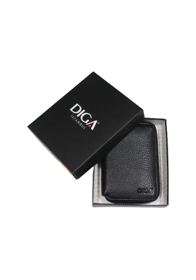 Diga Hakiki Deri Siyah Unisex Fermuarlı Mini Cüzdan Diga Hakiki Deri Siyah Unisex Fermuarlı Mini Cüzdan