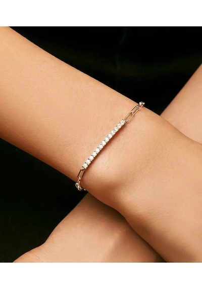 0.30 Karat Moissanite Taşlı Suyolu Kadın Gümüş Bileklik Gümüş