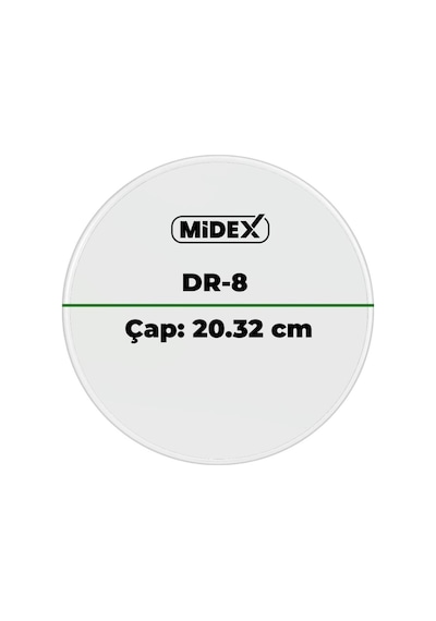 Midex Dr-8r Şeffaf Renk 8 İnç Bateri Davul Tom Derisi Drumhead 8'' İnch 20.32 Cm