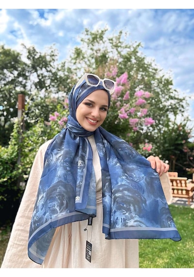 Rossa Desen Soft Şal Mavi