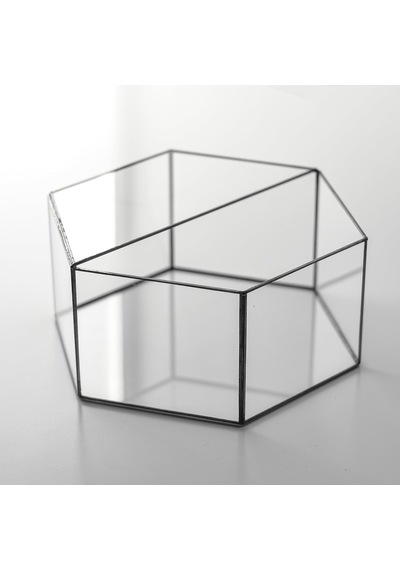 22x20x10cm Siyah Geometrik Teraryum Cam Fanus Takı Aksesuar Çikolata Kutusu Diğer