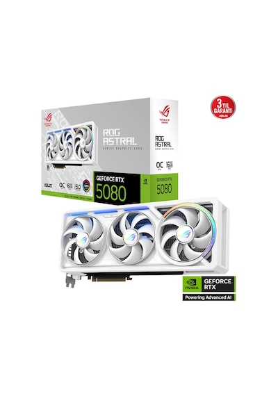 Asus Rog-astral-rtx5080-o16g-whıte, 16gb, 256bit, Gddr7, 2xhdmı,