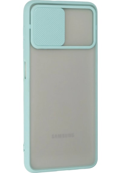 Newface - 890 - Samsung Galaxy A22 Kılıf Palm Buzlu Kamera Sürgülü Silikon - Matxzngz - - Turkuaz