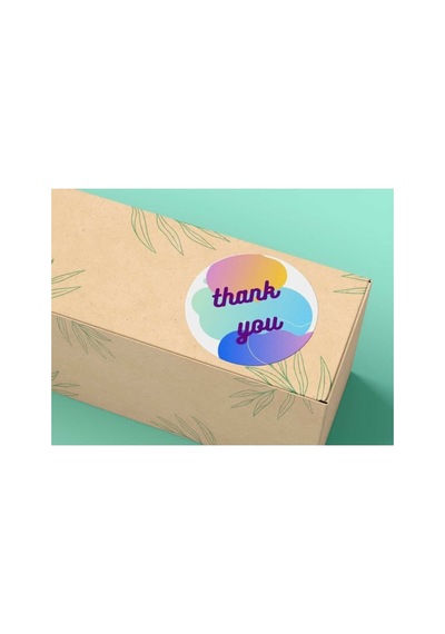 40 Adet - 4 Cm Renkli Thank You Sticker Yuvarlak Etiket Renk Cümbüşü Çok Renkli