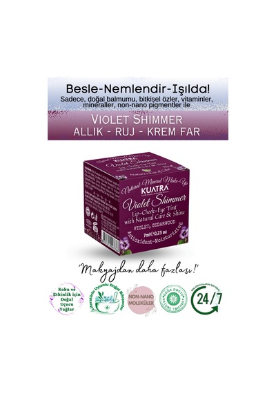 Violet Shimmer Lip-cheek-eye Tint Doğal İçerikli Allık, Ruj, Göz Farı Makyaj Ve Cilt Bakımı Mor