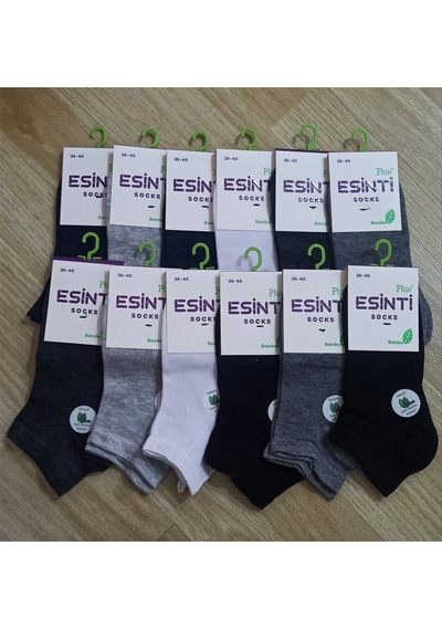 Esinti Bayan 12 Adet Bambu Dikişsiz 4 Renk Patik Çorap Çok Renkli