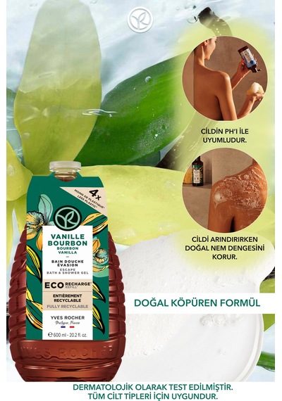 Yves Rocher Eko Refill Yedek Duş Jeli-nemlendirici Egzotik Vanilya- Sls,sles İçermez,vegan- 600ml Diğer