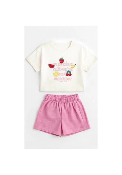 Poala Kids Fruits Keten Şortlu Takım Çok Renkli