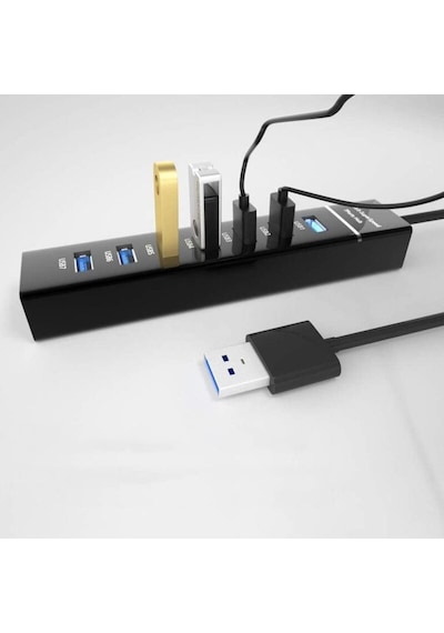 Primex Px-3017 Usb Hub, 7 Port Usb 3.0 Çoklayıcı, Usb Çoklayıcı Siyah, 7 Port Usb Hub